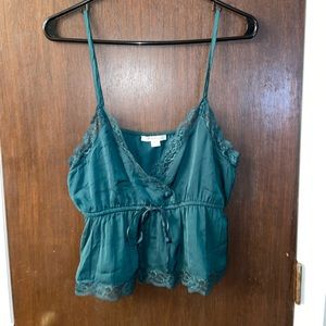 American Eagle Green Lace Tank Top